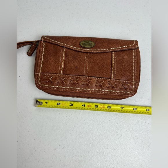 BOC Born Concepts 8” Wallet Wristlet Faux Leather Brown Dual Zip Around India - Picture 9 of 11